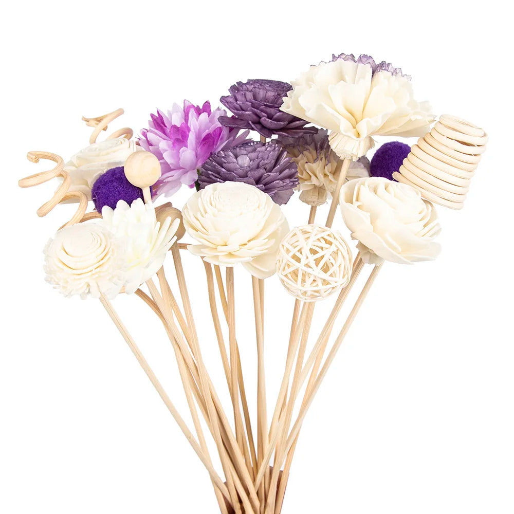 19PCS Purple Series Flower Rattan Sticks  Home Decor.