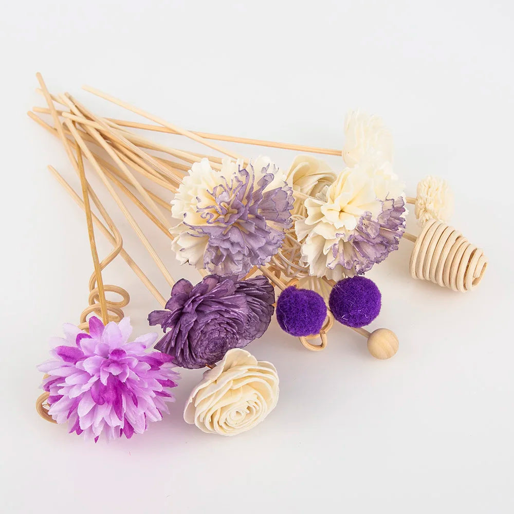 19PCS Purple Series Flower Rattan Sticks  Home Decor.