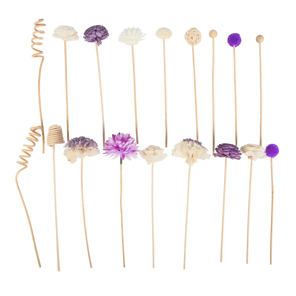 19PCS Purple Series Flower Rattan Sticks  Home Decor.