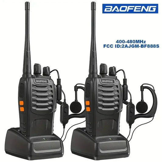 2PC-Baofeng BF-888S Walkie Talkies, Two Way Radio, Long Range USB Rechargeable.