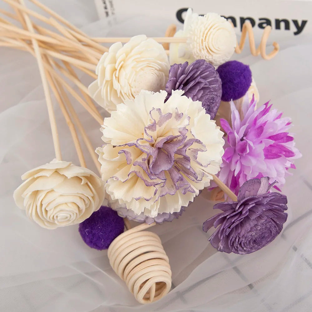 19PCS Purple Series Flower Rattan Sticks  Home Decor.