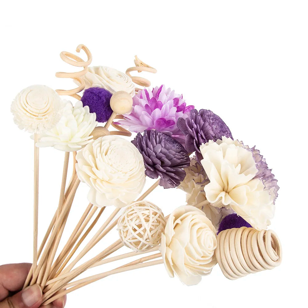 19PCS Purple Series Flower Rattan Sticks  Home Decor.